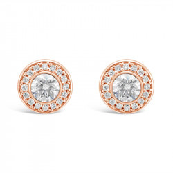 Round Halo Set Diamond Earrings, in 18ct Rose Gold. Tdw 1.0ct